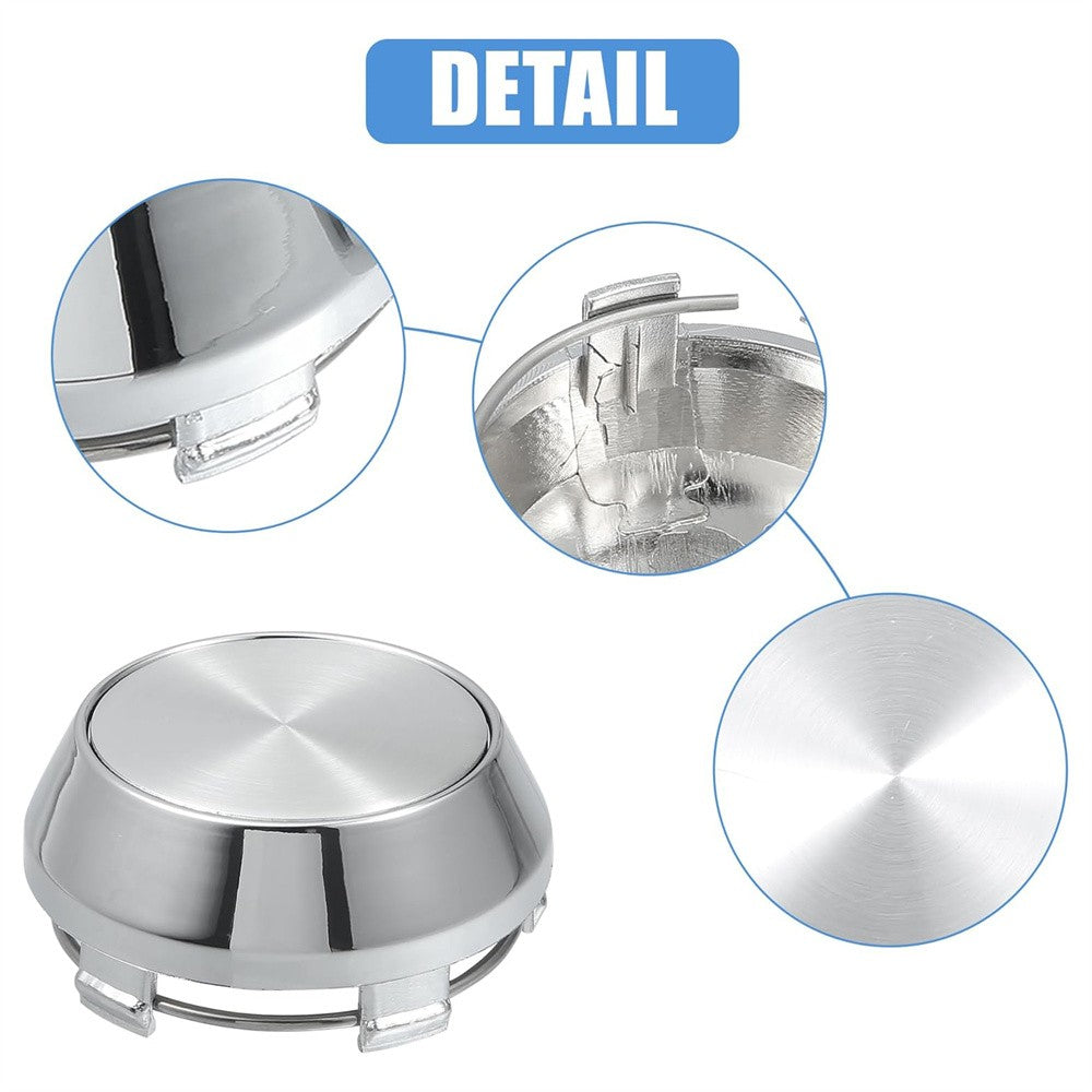 4x For Wheel Center Cap Universal Rim Chrome Hub Cap 60mm No Logo Silver Base Q
