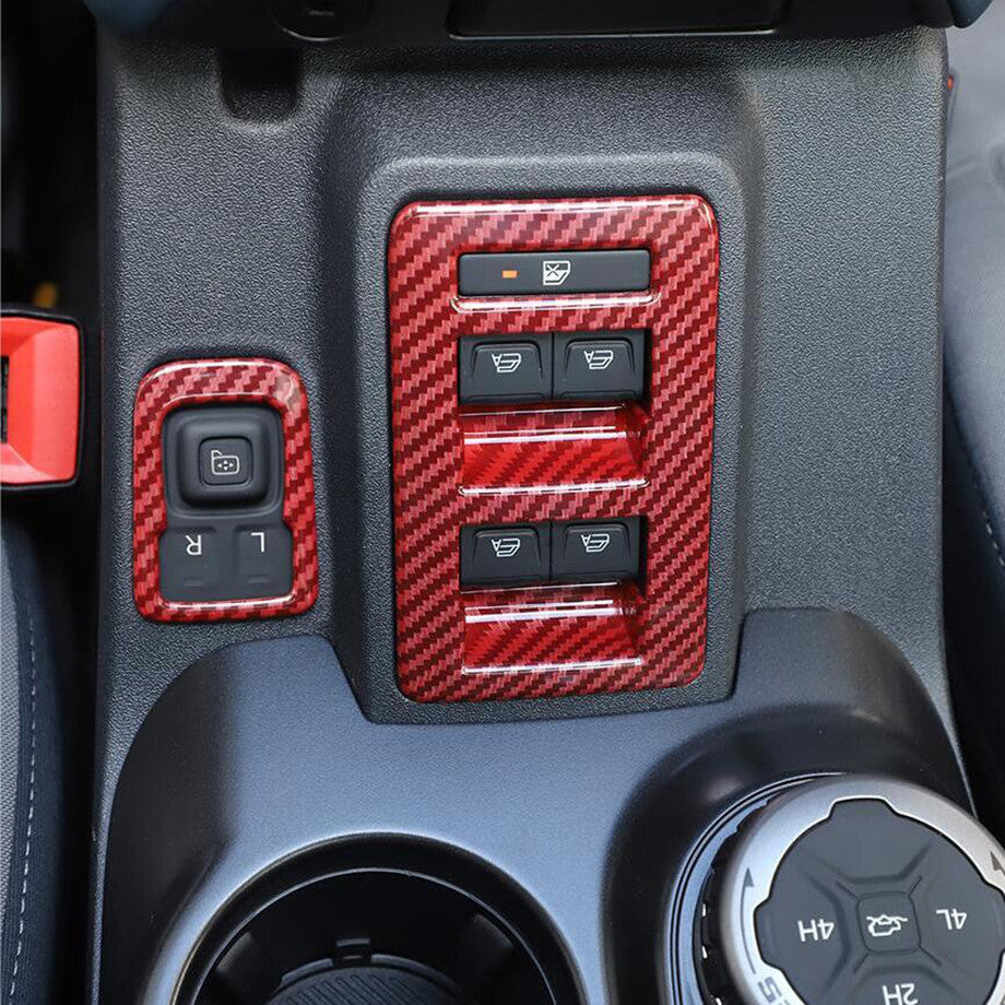 For 21-24 Bronco 4-Door Red Carbon Window Switch Button Panel Cover Trim 2P v