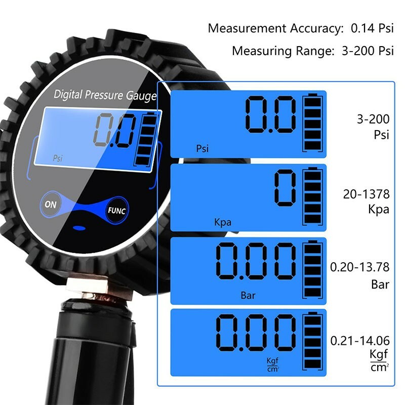 Digital Car Tire Pressure Gauge Meter LCD Tyre Inflation Tester Inflator Meter Q