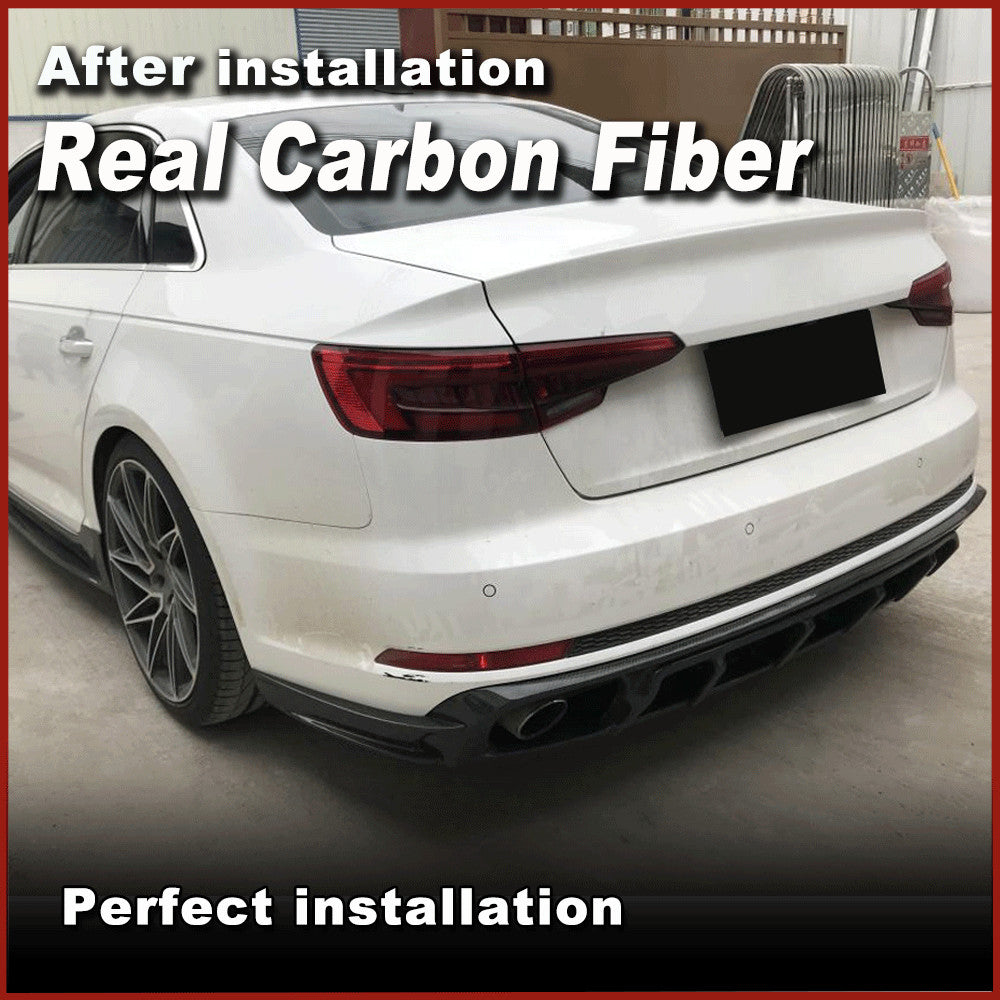 REAL Carbon Rear Bumper Diffuser Lip Splitters Fit for Audi S4 Sedan 2017-2018