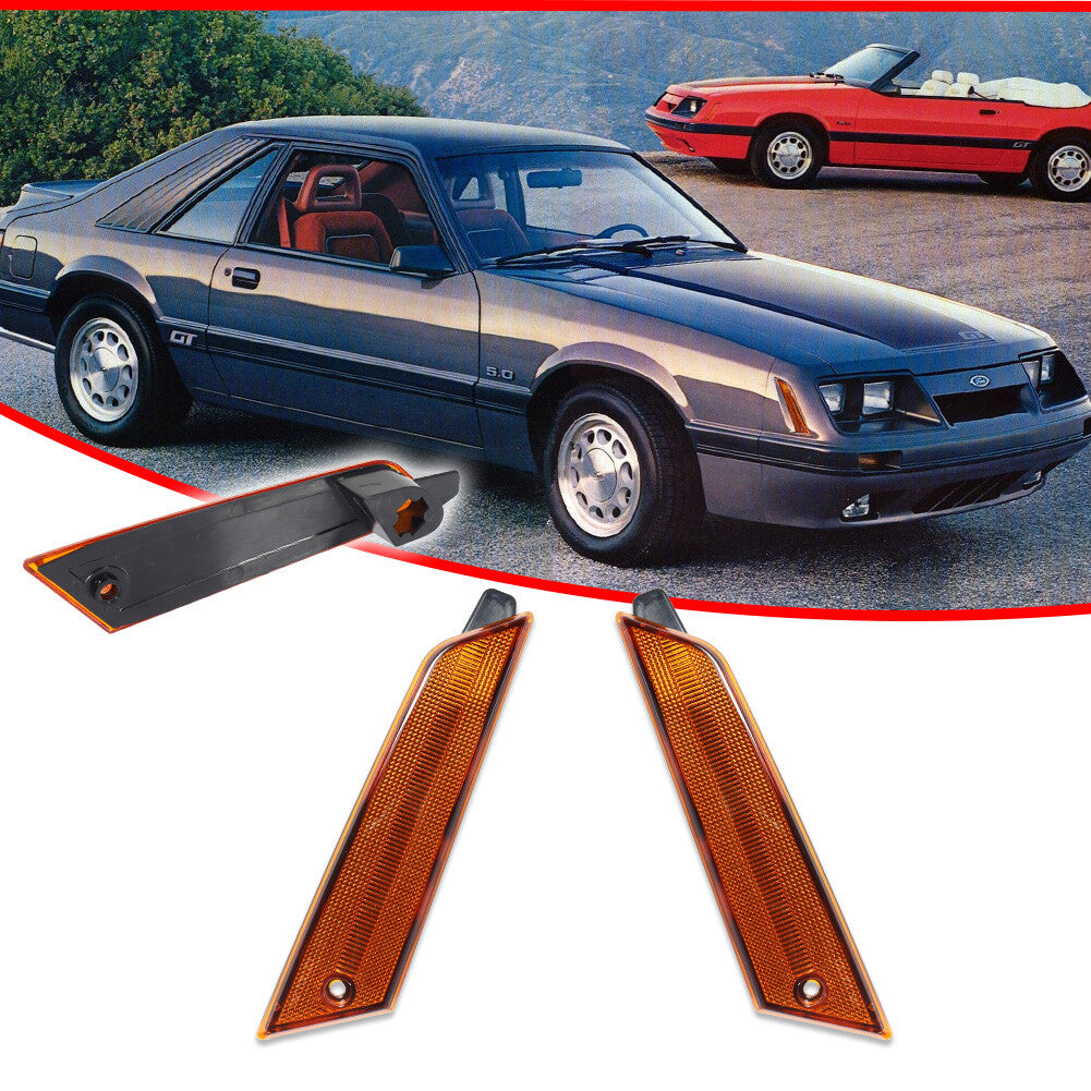 Suitable for Mustang 1979-1986 front bumper side marker light reflector amber protective cover- v
