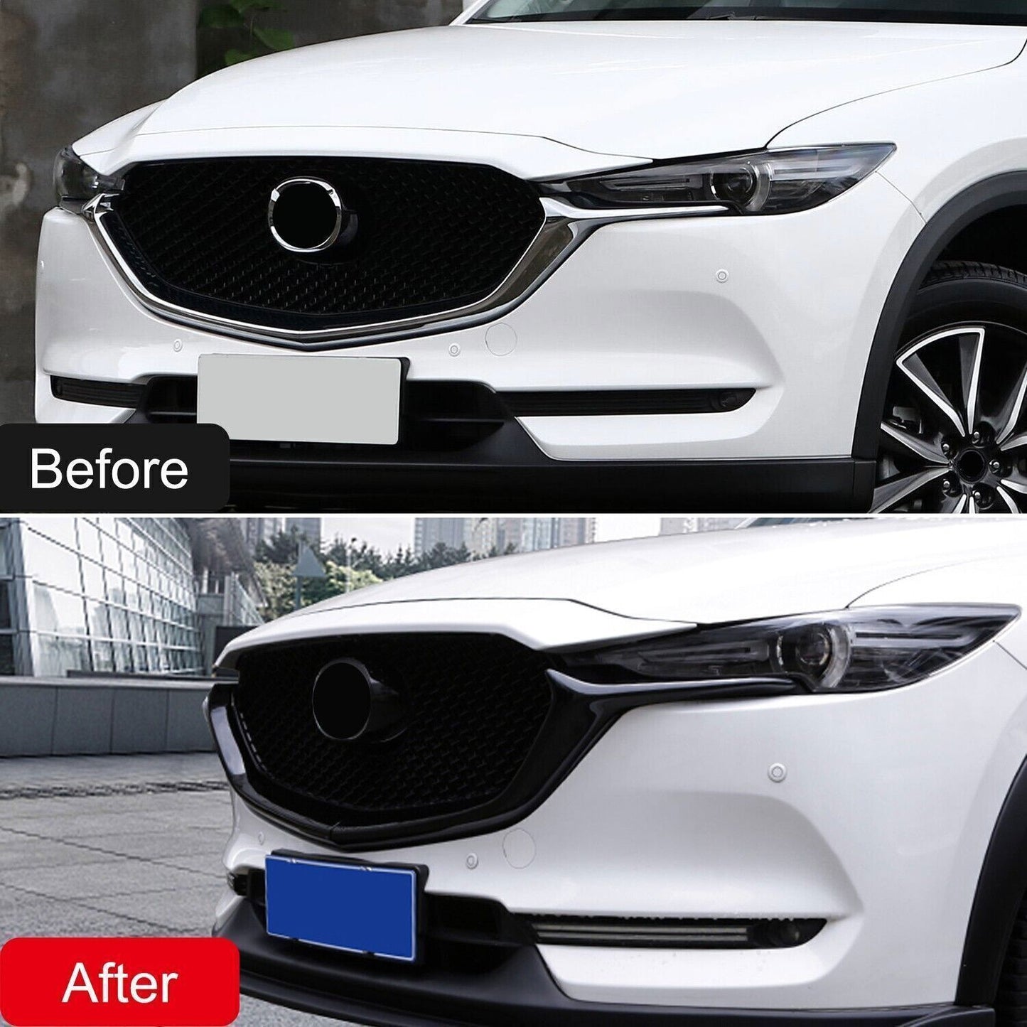 for Mazda CX-5 CX5 2017-21 Gloss Black Front Lower Mesh Grille Grill Strip Trim