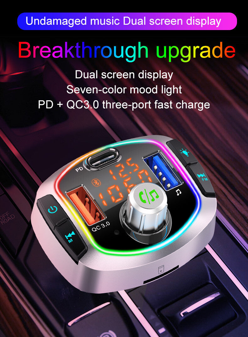 In-Car Wireless LED Bluetooth FM Transmitter MP3 TF/U Player Dual USB Fast Charg