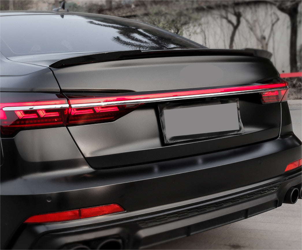 For 2019-2022 2023 for Audi A6 Sedan C8 Glossy Black Rear Trunk Spoiler Wing Trim B n