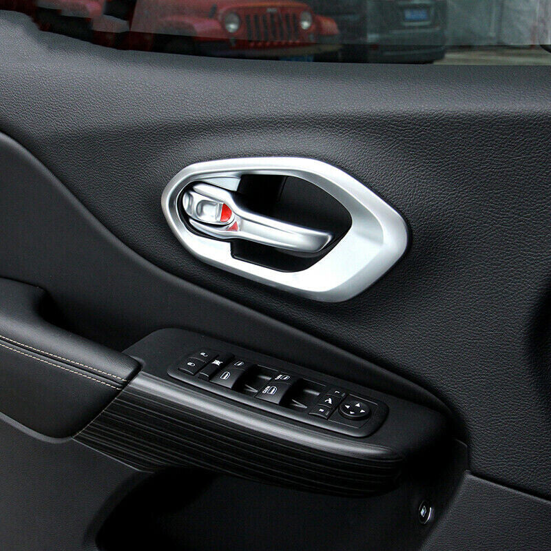 for Jeep Cherokee 2014-2021 Silver Inner Door Handle Bowl Frame Decor Cover Trim