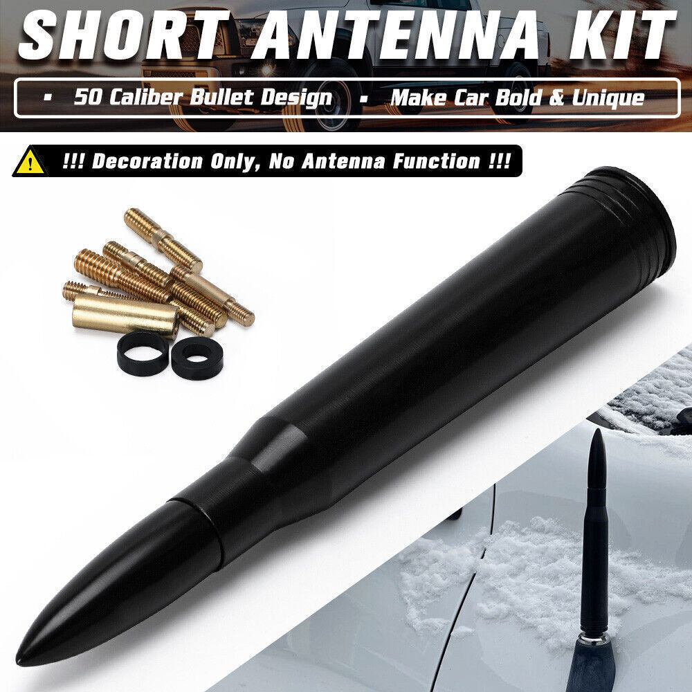 Black car 50 Cal bullet antenna aluminum antenna kit universal screws Q