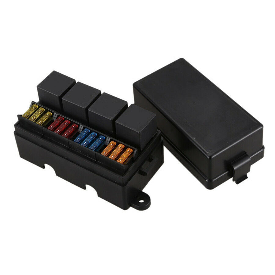 Waterproof Car Boat 12 Way Blade Relay Fuse Box w/ Spade Terminals+4Pin Relay US Q