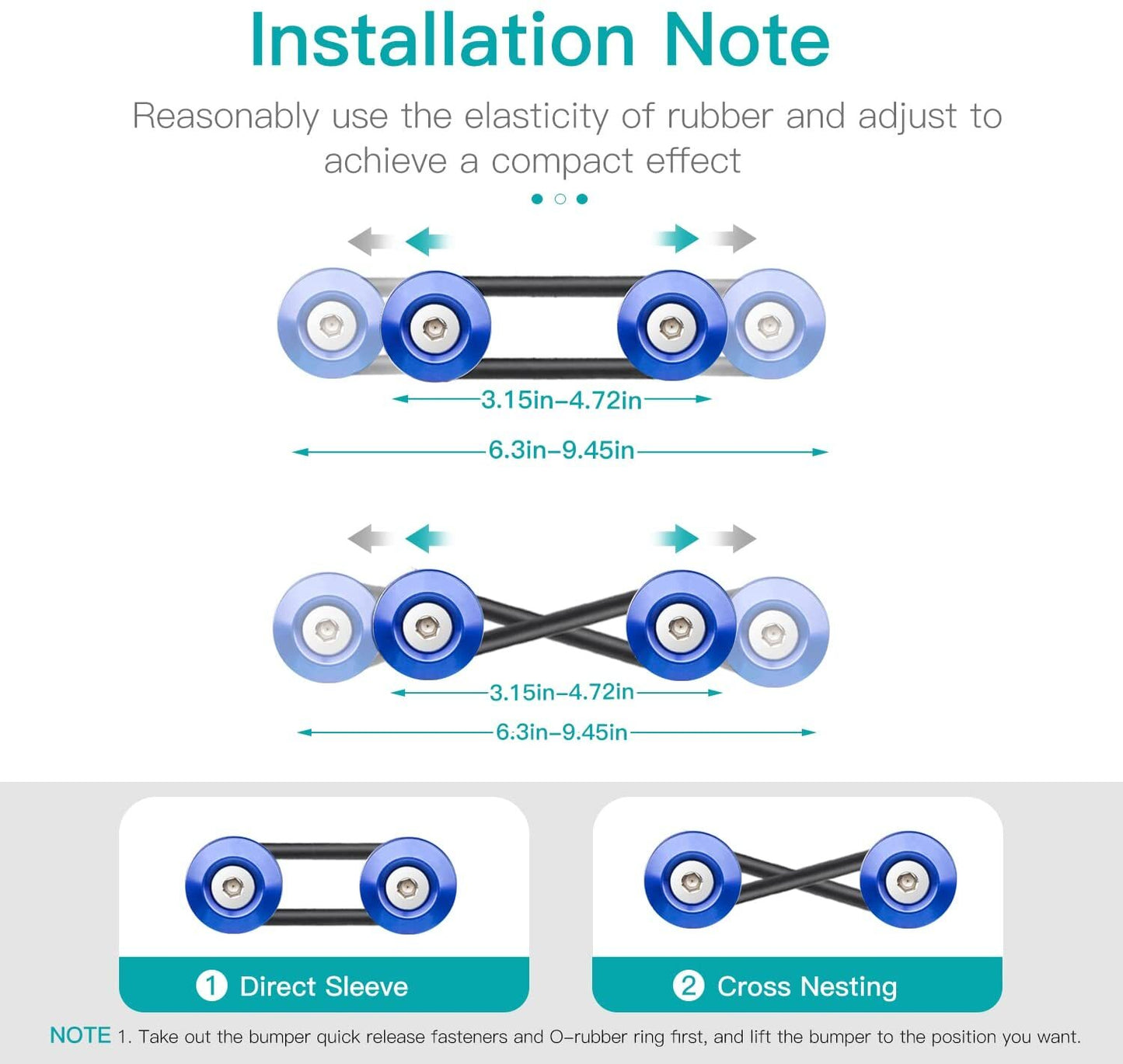 8-piece set of blue bumper quick-release front and rear bumper fasteners and trunk mudguard clips