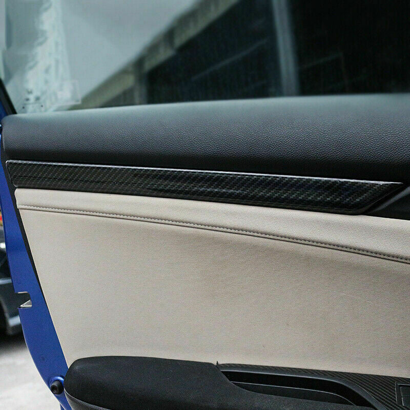4x for Honda for Civic 10th 2016-2021 Carbon ABS Inner Door Panel Molding Strip Trim