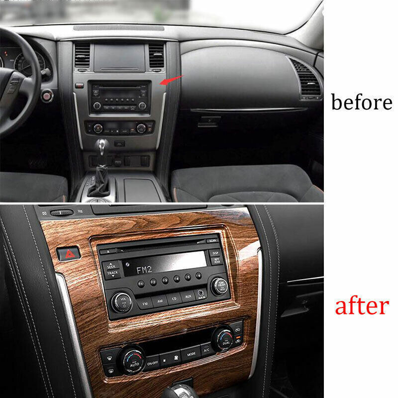 Central Console Navigation Frame Trim for Nissan Armada Y62 17-2020 Wood Grain
