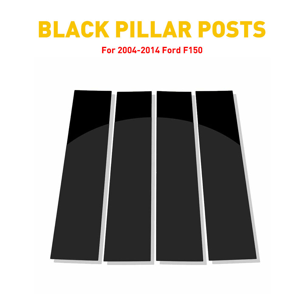 4 For 2004 - 2014 for F150 Door Pillar Trim Gloss Black Auto Parts - v