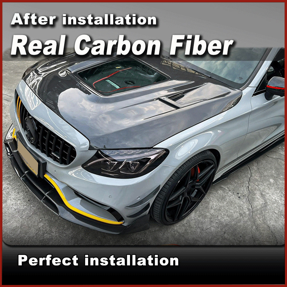 Fit for Benz W205 C205 C63 15-21 REAL Carbon Front Bumper Splitter Canards Fins