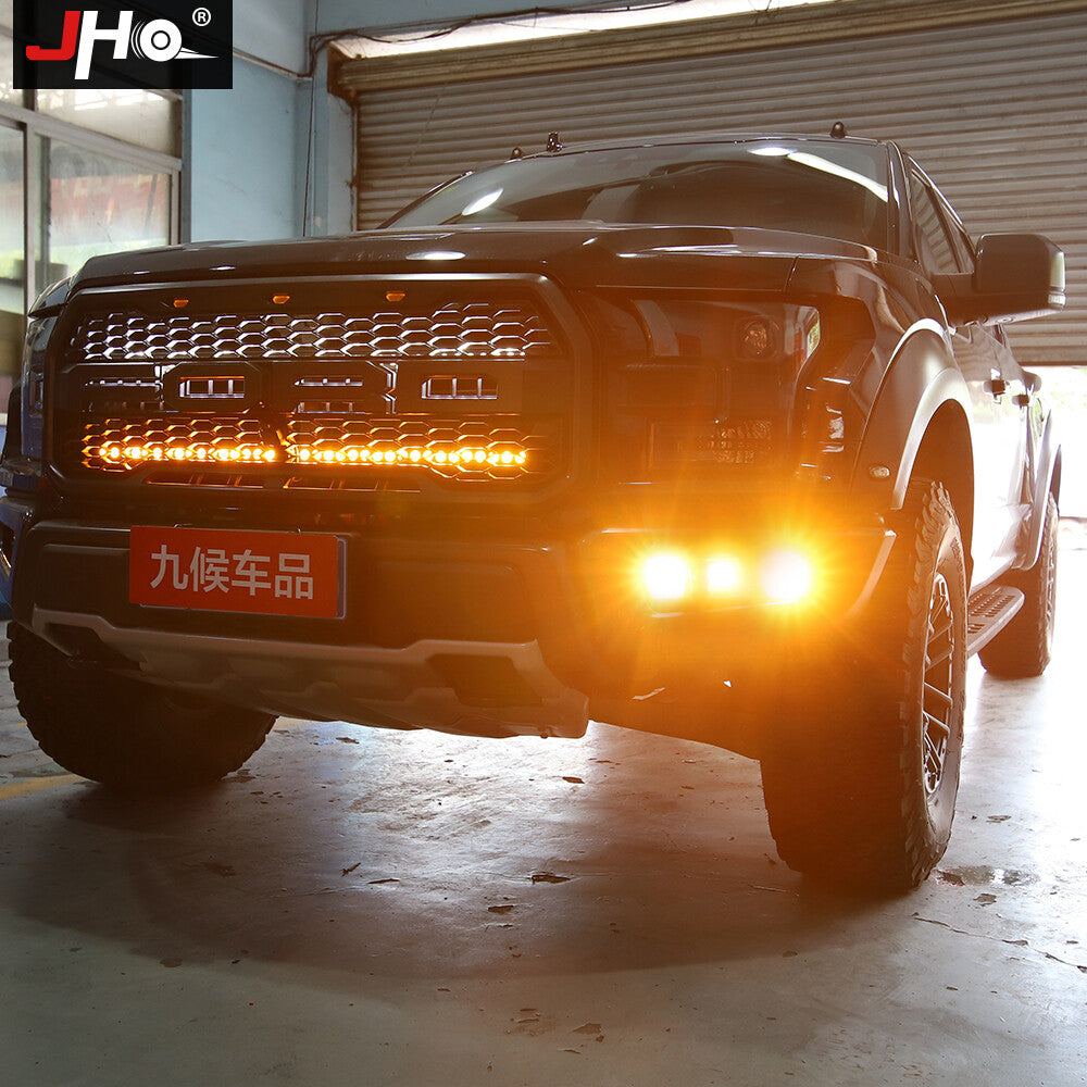 Yellow LED Work Light Bar Spot Flood Pods Fog Lamp for Ford F-150 2017-19