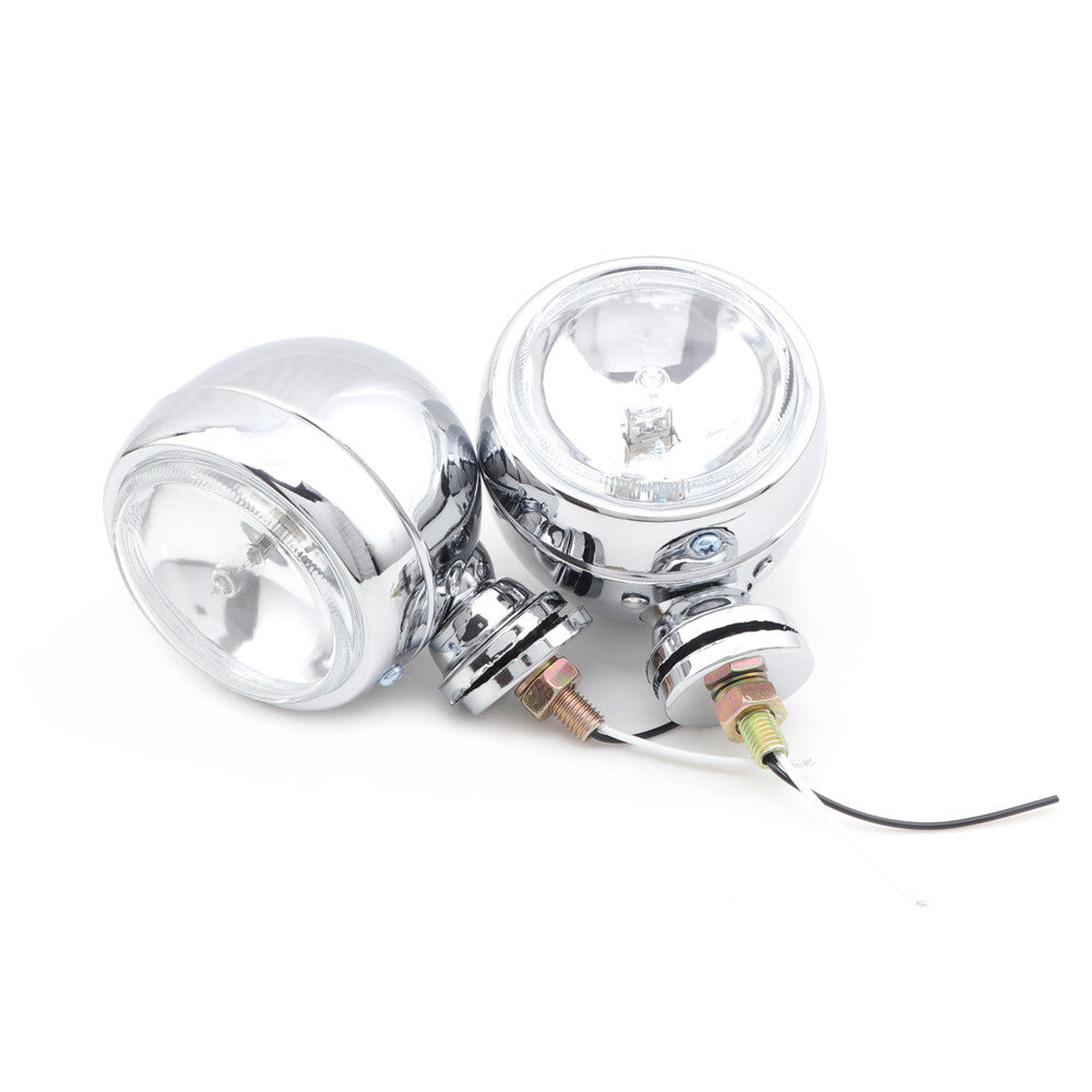 2x Chrome Retro Passing Driving Headlight Spot Fog Light for Harley for Honda for Yamaha Q