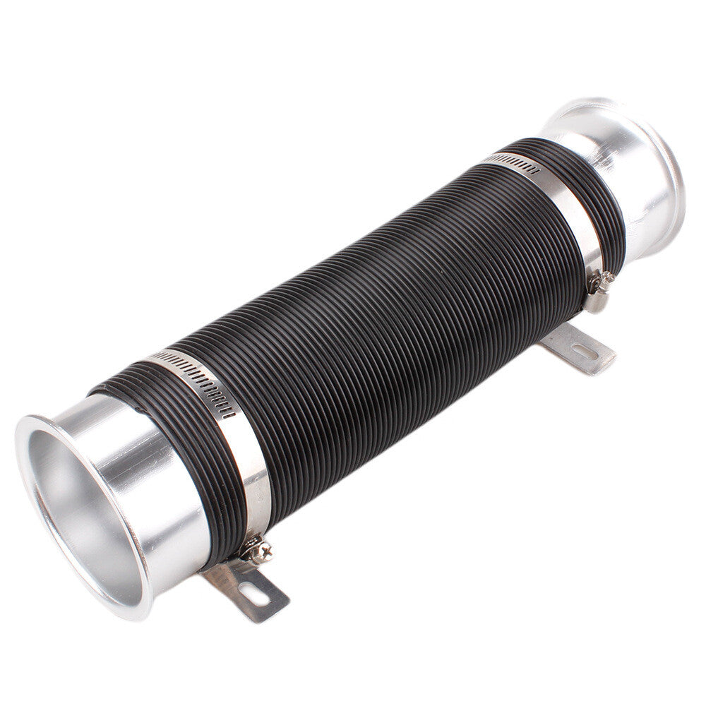 3'' 76mm Flexible Car Cold Air Intake Hose Filter Pipe Telescopic Tube Silver Q