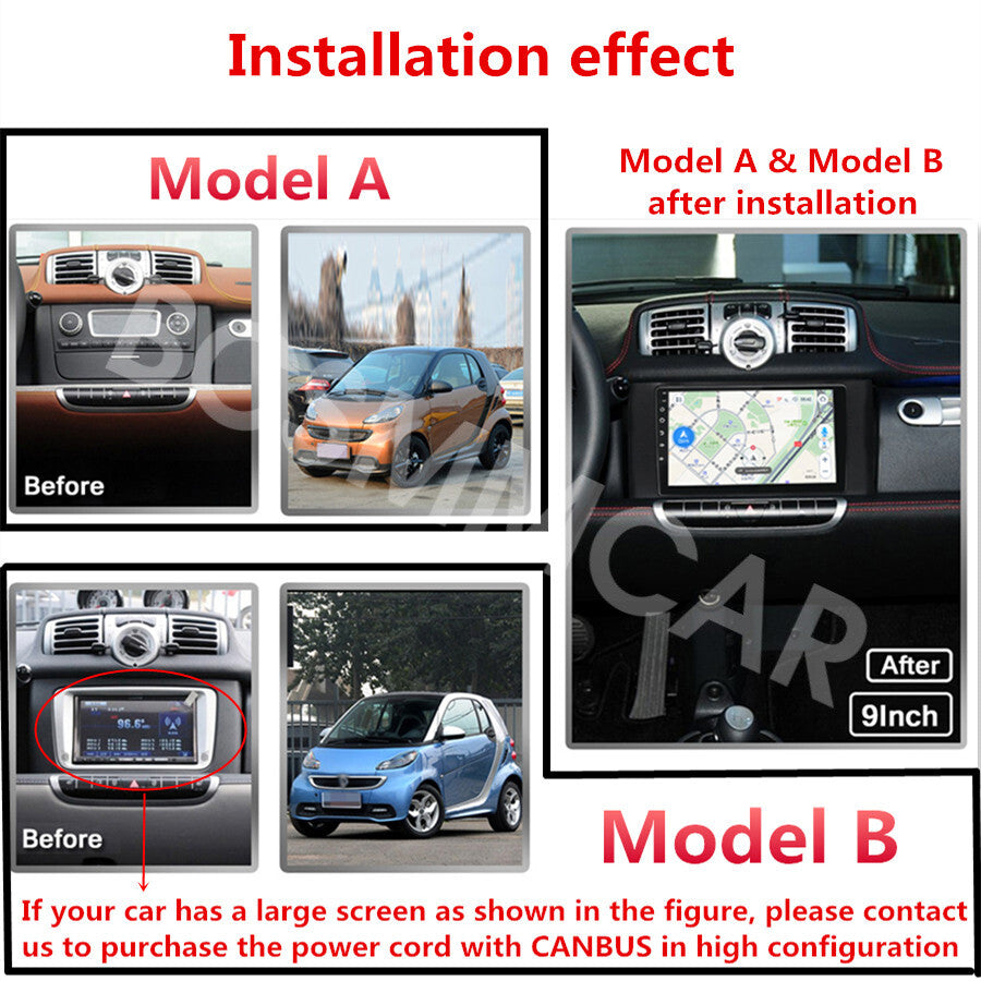 Touch Screen Car Radio Player W/Cam Fit for Mercedes for Benz for Smart Fortwo 2011-2014