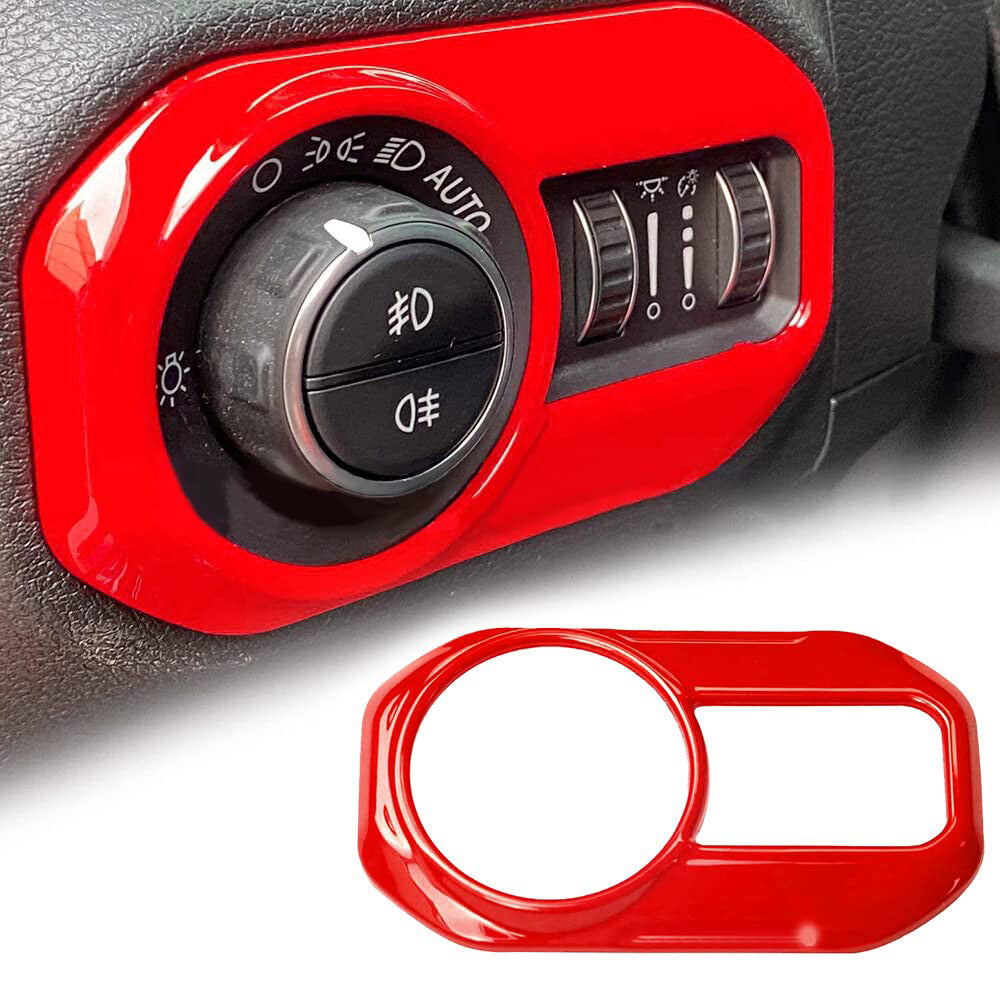 1 x Headlight Switch Button Cover Trim Decor Frame for Dodge for Ram 1500 2018+ Red