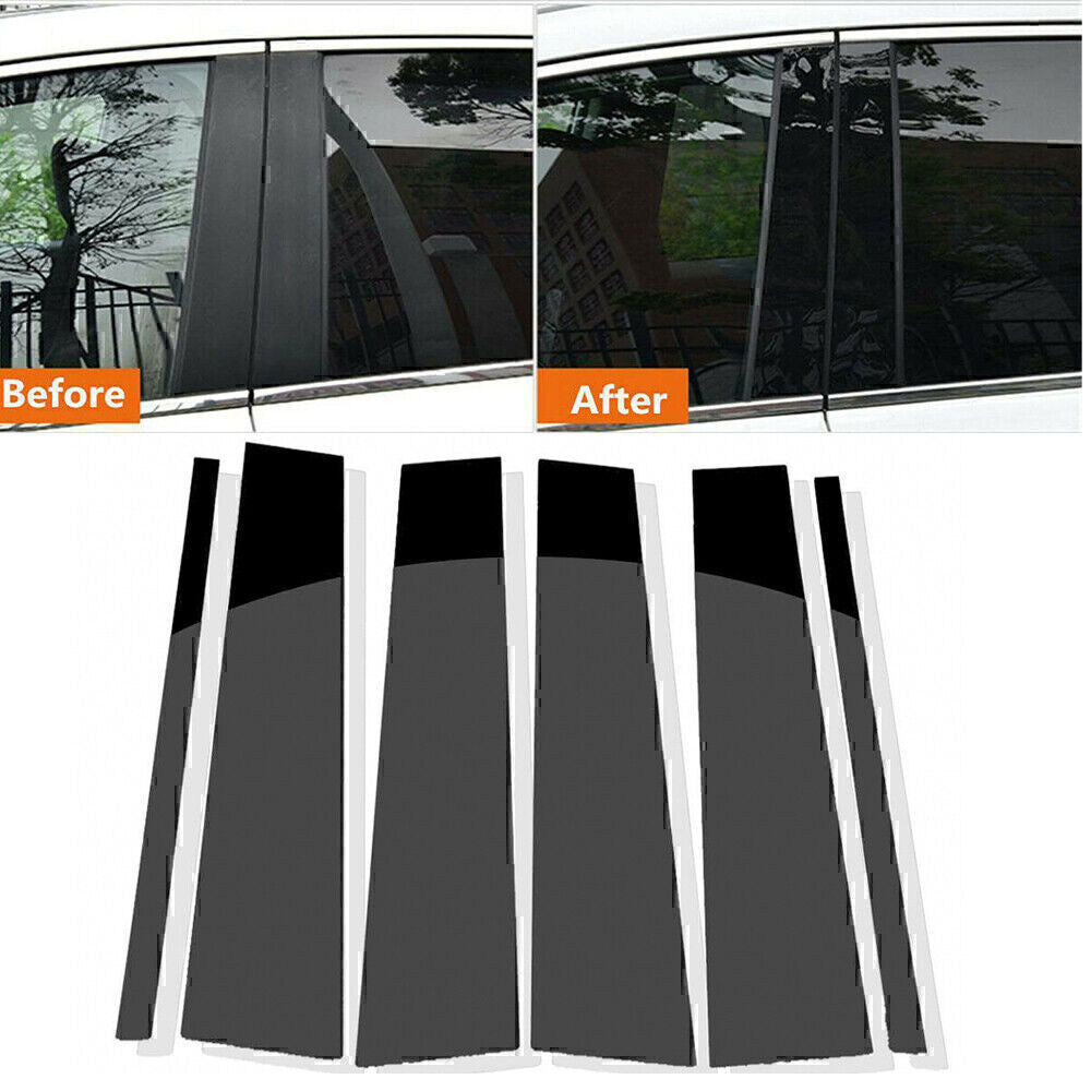 for Ford Explorer 2002-10 Piano Black Pillar Post Door Window Molding Strip Trim