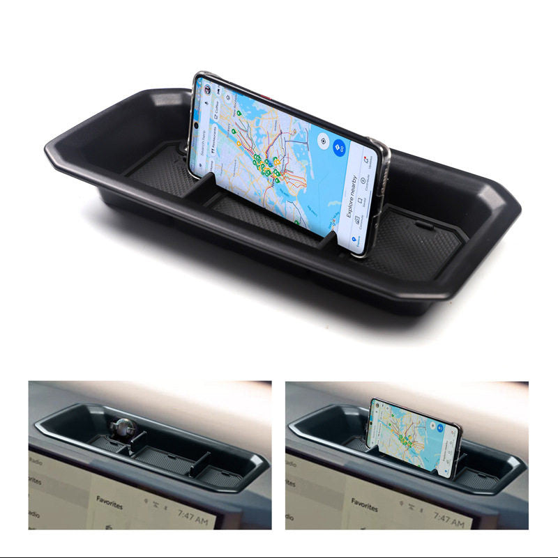 ABS Black Car Dashboard Storage Box Tray for Toyota Tundra 2022-24