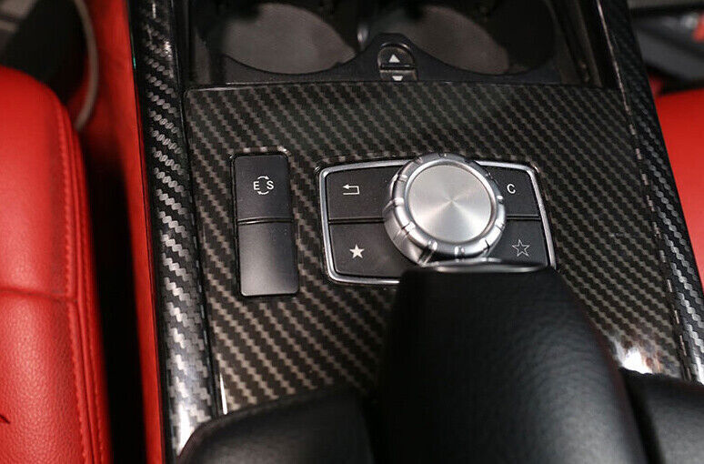 Suitable for 2014-2015 E-Class ABS carbon fiber center console gear shift panel trim. n