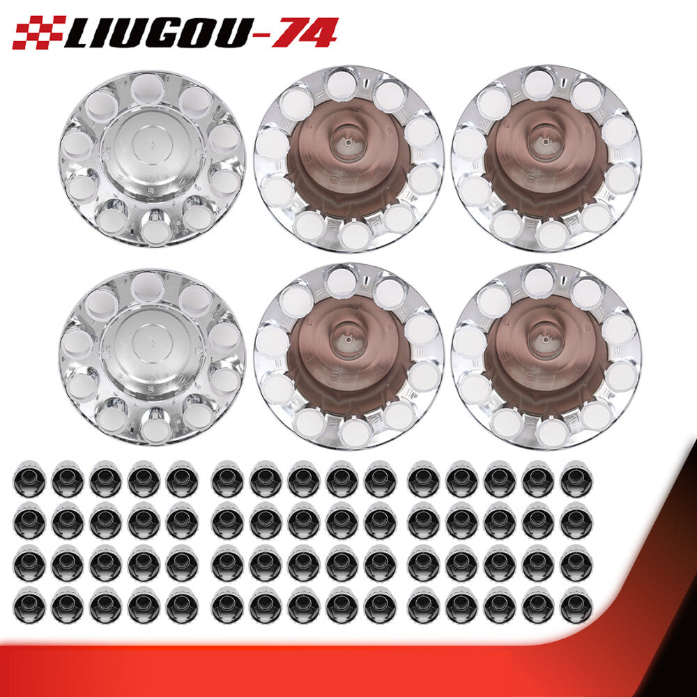 Complete 33mm Lug Chrome Hub Cover Half Truck Wheel Axle Cover Kit - Front and Rear Q