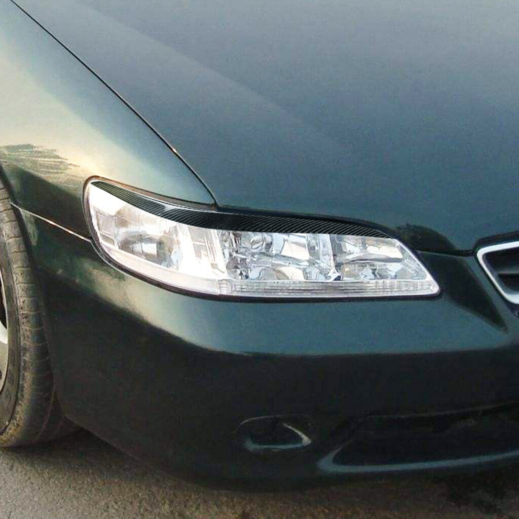 Real Carbon Fiber Front Headlight Eyelid Eyebrow Trim for Honda Accord 1998-2002