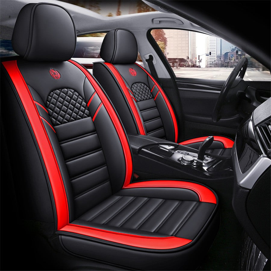 Black Red Stripe Wear-resistant PU 5D Surround Breathable Auto Car for Seat Covers Q