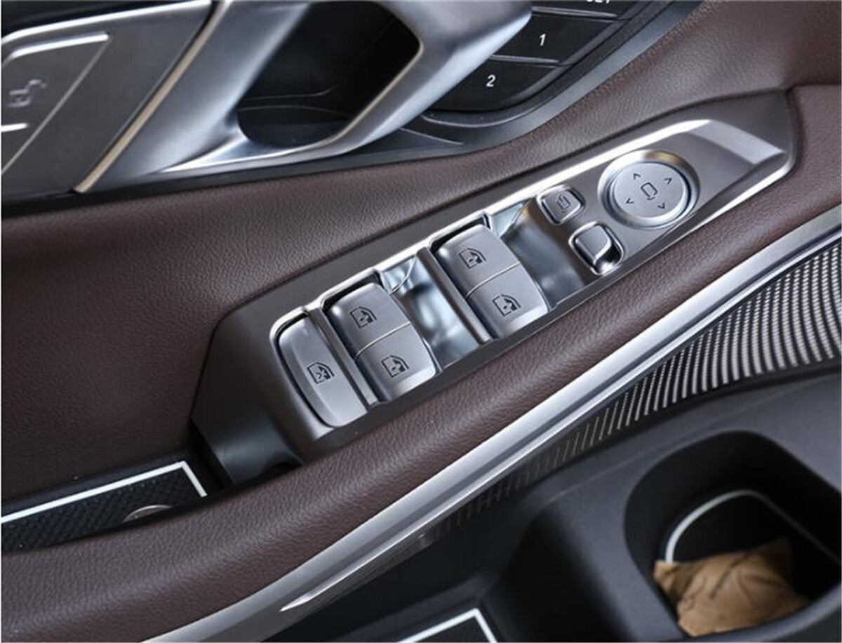 4¡ÁSilver ABS Door Window Lift Switch Button Cover for BMW 3 Series G20 2019-2021