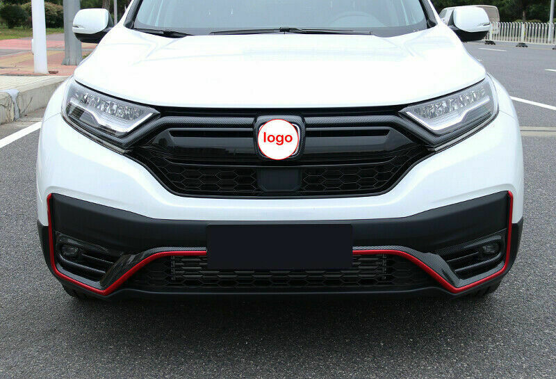 4P for Honda CR-V CRV 2020-2022 Red+Carbon Fiber Front Bumper Lower Strips Trim