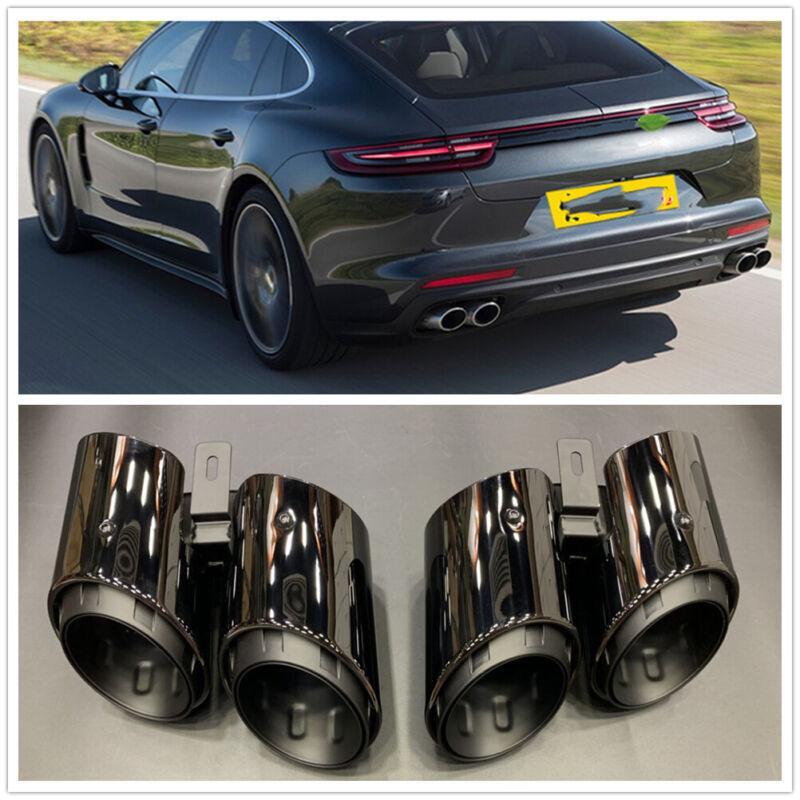 2-Piece Exhaust Tips Muffler Pipe 3-Layer for Porsche 2017-2021 for Panamera 971 Black