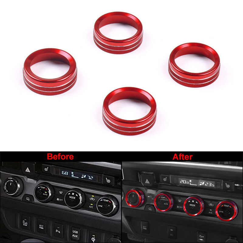 Red Air Conditioner AC Switch Audio CD Button Knob Cover Trim for Toyota Tacoma