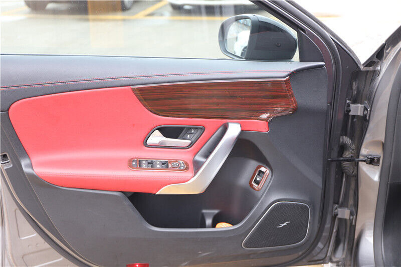 Inner Door Panel Cover Trim 2PCS Fit for Mercedes-Benz AMG35 2019-2021 Red Wood