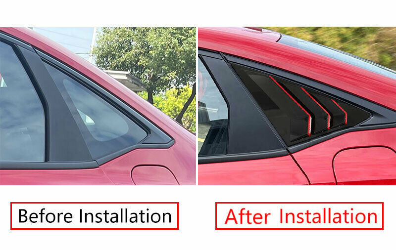 Red+Black Rear Side Vent Window Scoop Louvers 1/4 for Honda for Civic 11th 2022-2023