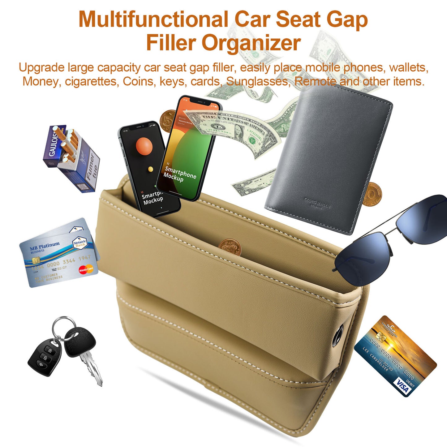 Car for Seat Side Pocket Organizer Crevice Gap Filler Storage Box Auto Accessories