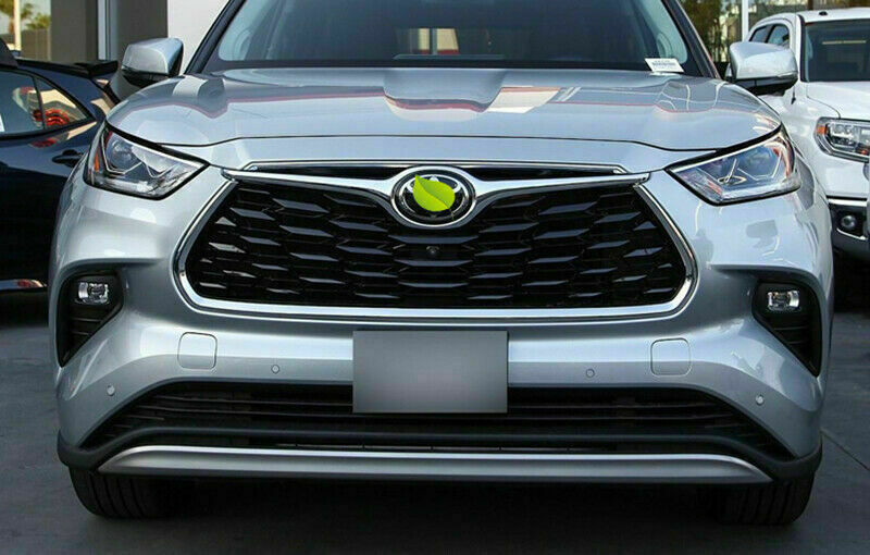 2P Chrome Front Center Grill Grille Frame Trim for Toyota Highlander 2020-2023
