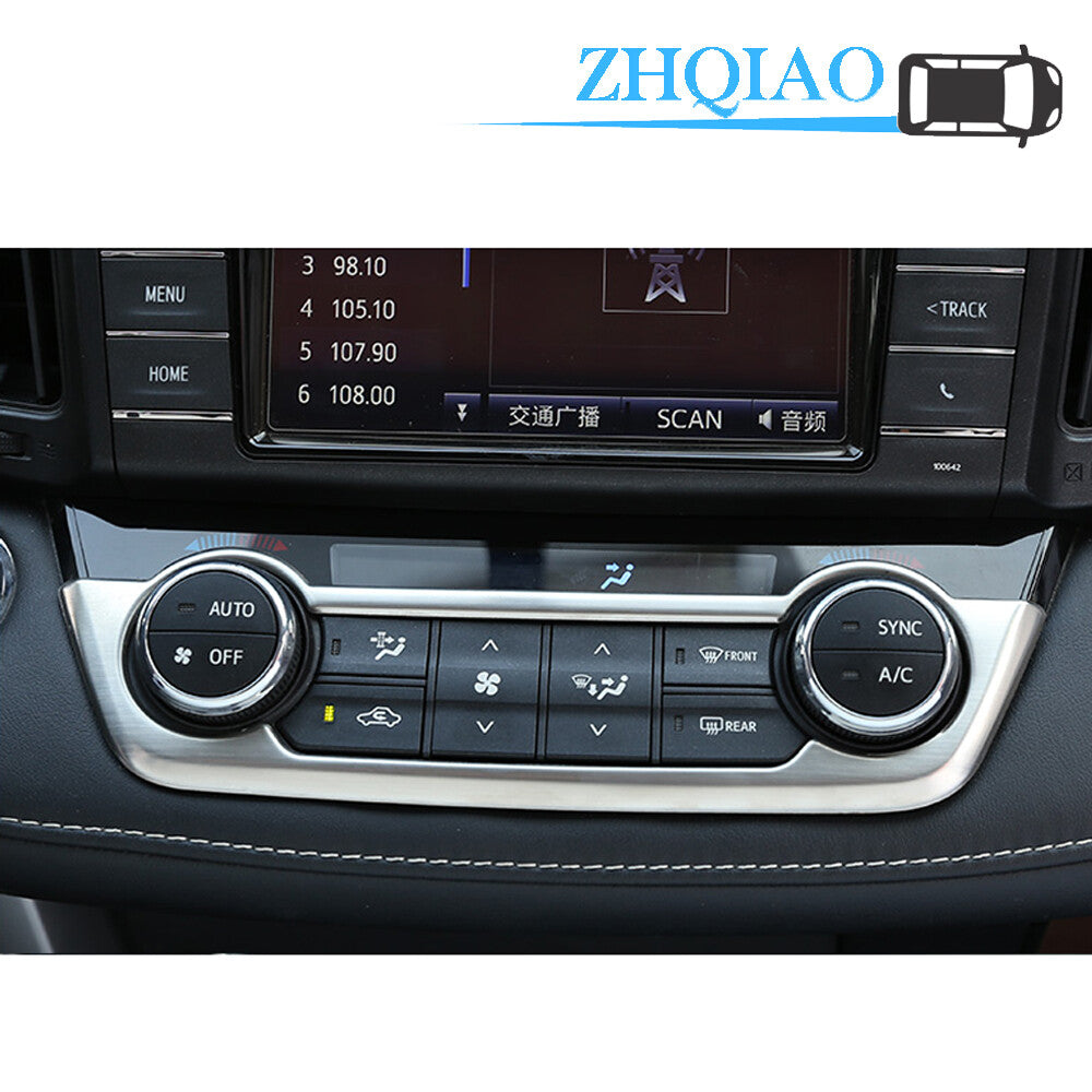 Silver Console AC Switch Control Frame Trim Fit for Toyota RAV4 2014-2018