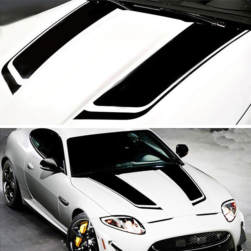 2PCS Universal Black SUV Car Hood Stripe Decal Auto Vinyl Bonnet Sticker Trim v
