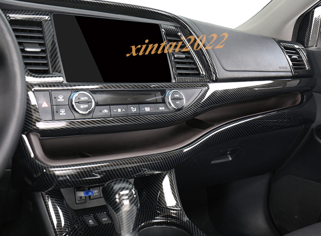 for Toyota Highlander 2014-19 Carbon Fiber Style Center Console Strip Panel Trim