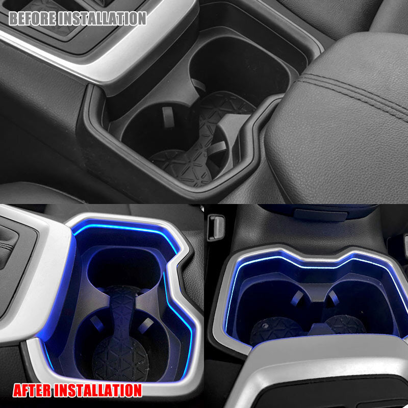 Inner Water Cup Holder Frame LED Atmosphere Blue Light for Toyota RAV4 2019-2024