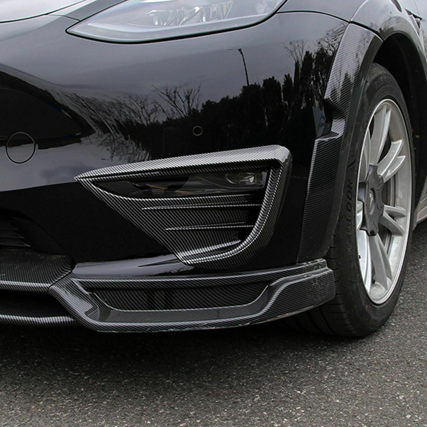 Carbon Fiber Front bumper Fog Light Spoiler Cover Trim for Tesla for Model Y 2020-23