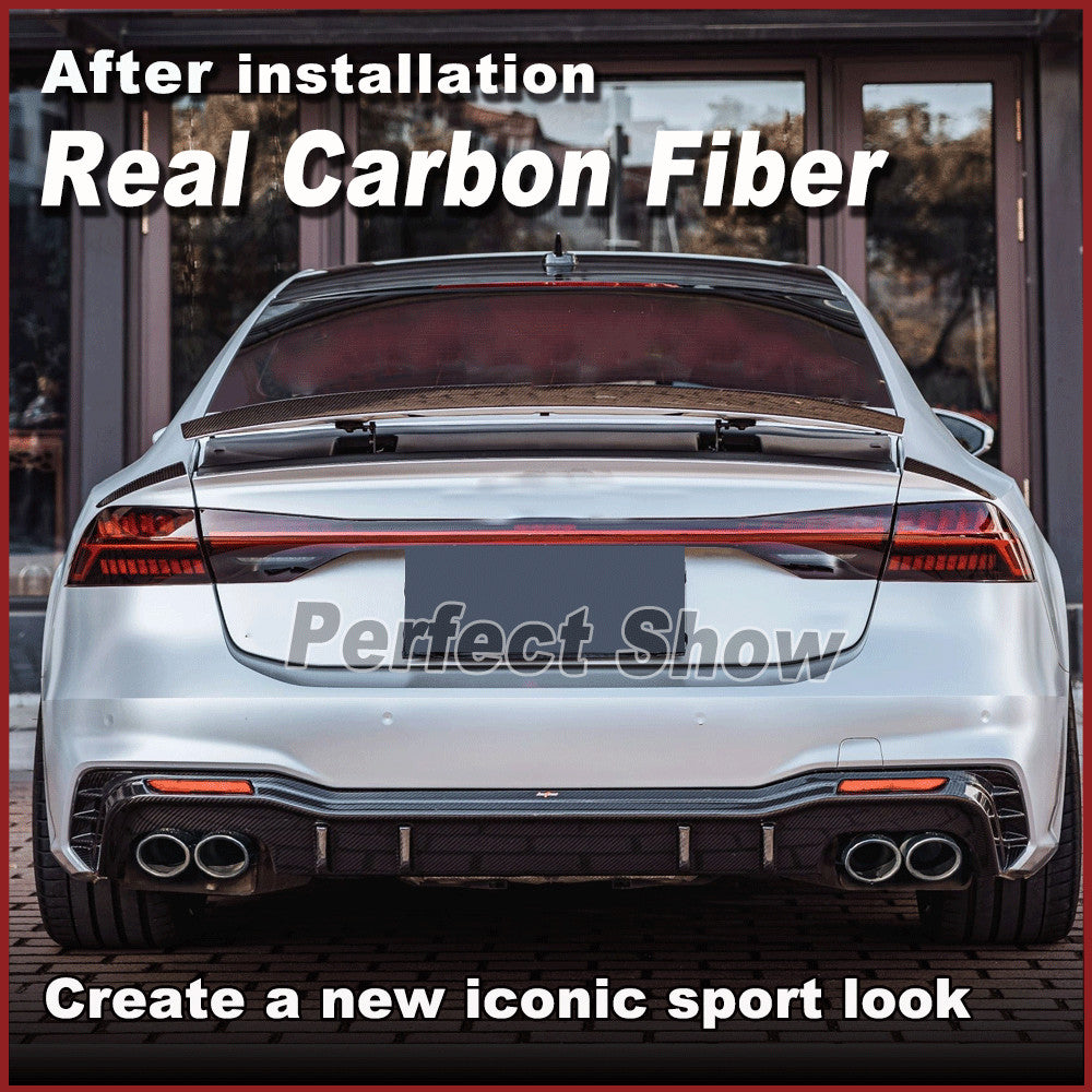 Fit for Audi A7 SLINE S7 2019-2020 REAL Carbon Rear Bumper Diffuser Lip Splitter