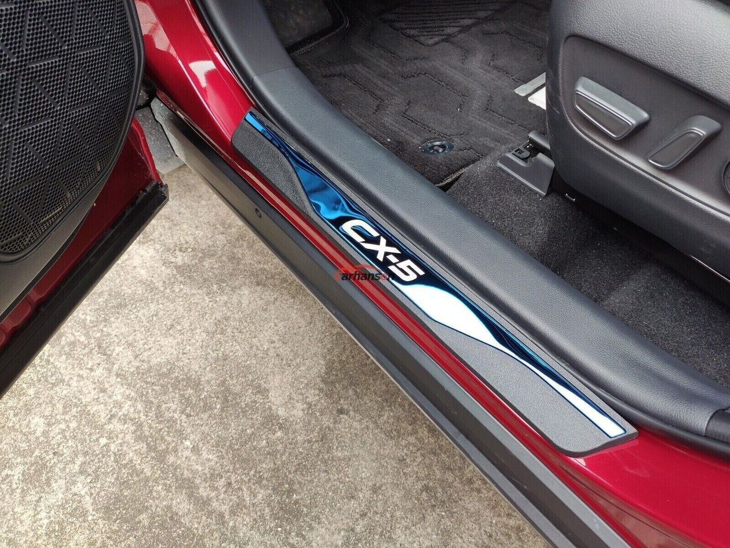 Blue Door Sill Protector Scuff Cover Trims for Mazda CX5 2022 Car Accessories