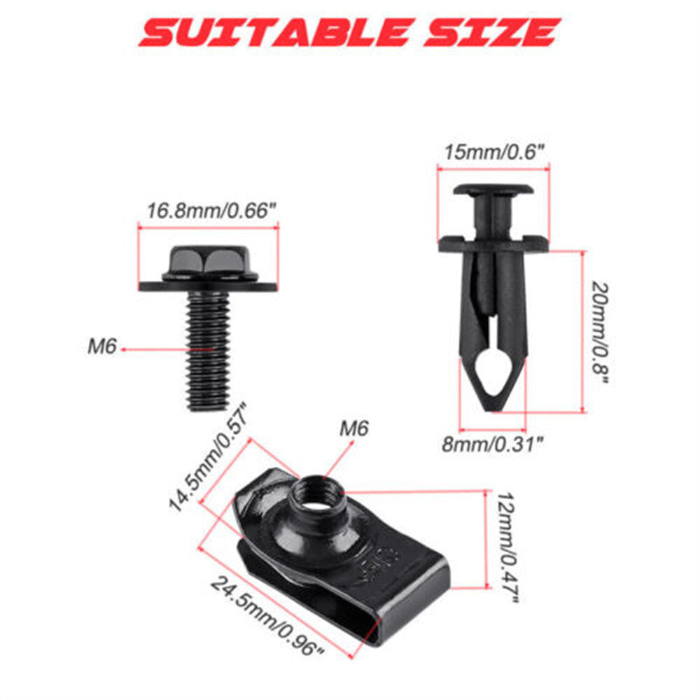 for Honda Engine Under Cover Splash Shield Guard Body Bolt U-nut Clips Fastener