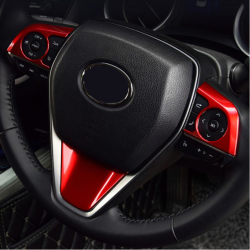 ABS Bright Red Steering Wheel Decor Frame Trim for Toyota for Camry 2018-2023