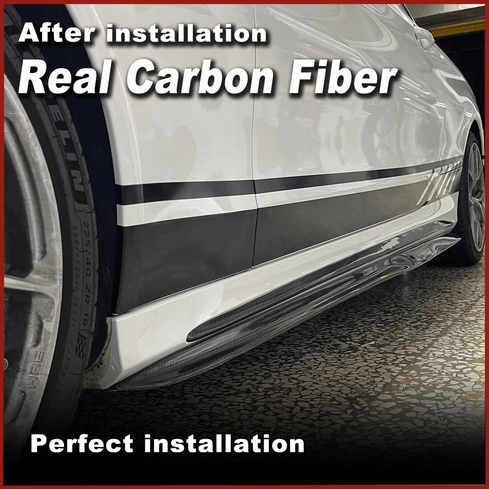 for Mercedes-Benz W205 C205 C43 C63 15-20 REAL CARBON Side Skirts Extension