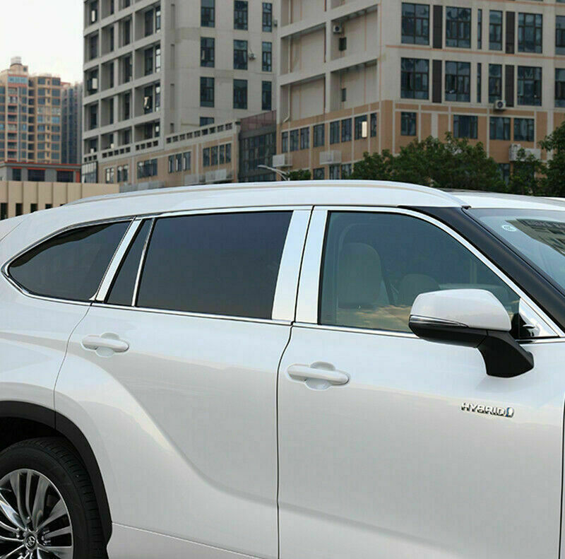 8Pcs CHROME Pillar Posts for Toyota Highlander 2020-2022 Door Trim Mirrored Kit