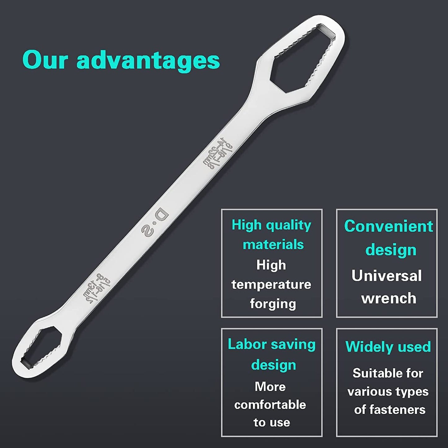 5/16-7/8 Inch Multifunctional Universal Self-Tightening Wrench Screw Nuts Wrench