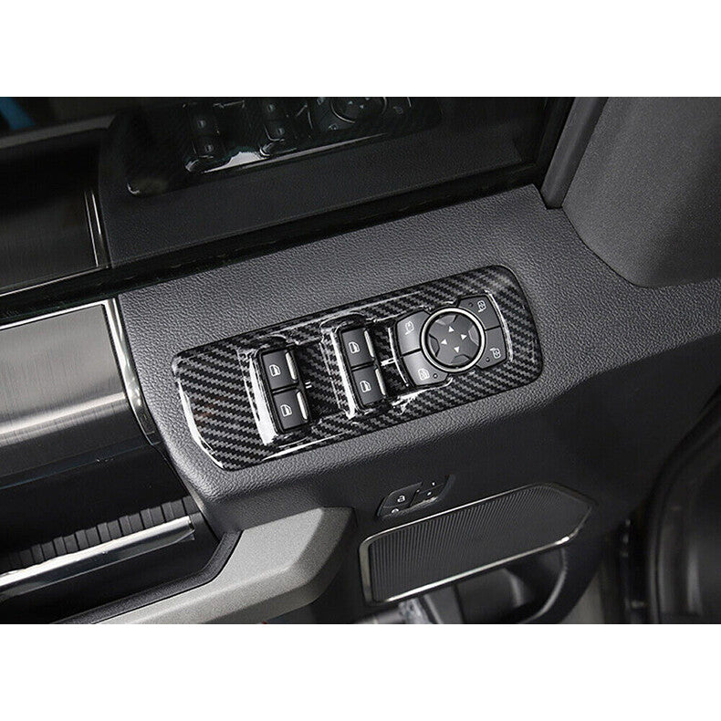 for Ford F-150 2015-2020 Carbon Fiber Window Lock Lift Switch Button Panel Trim