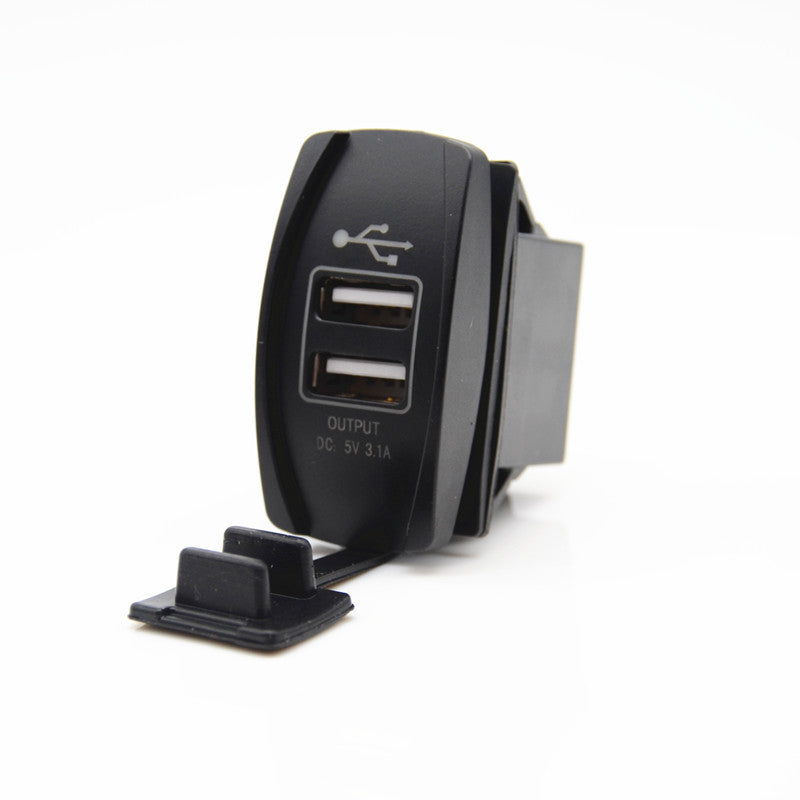 3.1A Blue LED Dual Port USB Charger Car Boat Motorcycle Charger Rocker Switch