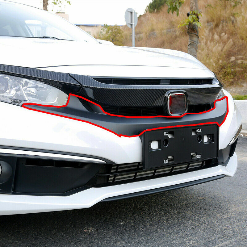 for Honda for Civic Sedan 2019-21 Gloss Red Front Lower Mesh Grille Grill Strip Trim